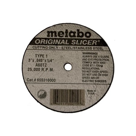 METABO Cutting Wheel 4" x .040" x 1/4" - A60TZ Original Slicer 655322000